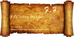 Fórizs Hilda névjegykártya